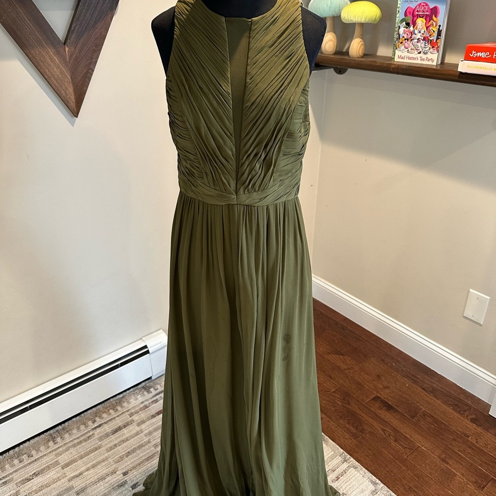 Elegant Olive Green Evening Gown